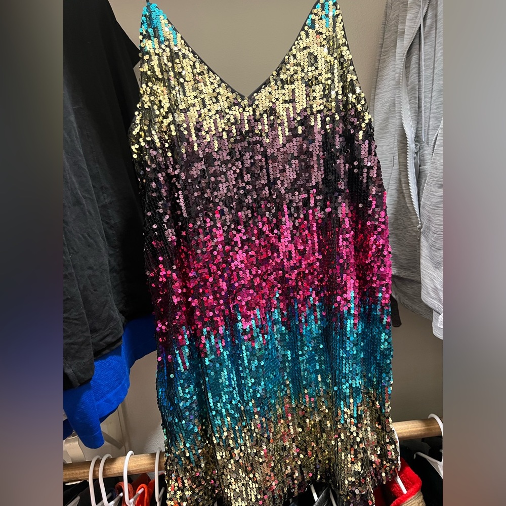 Women's Sleeveless Sequin Party Club Mini Cami Dress multi-color